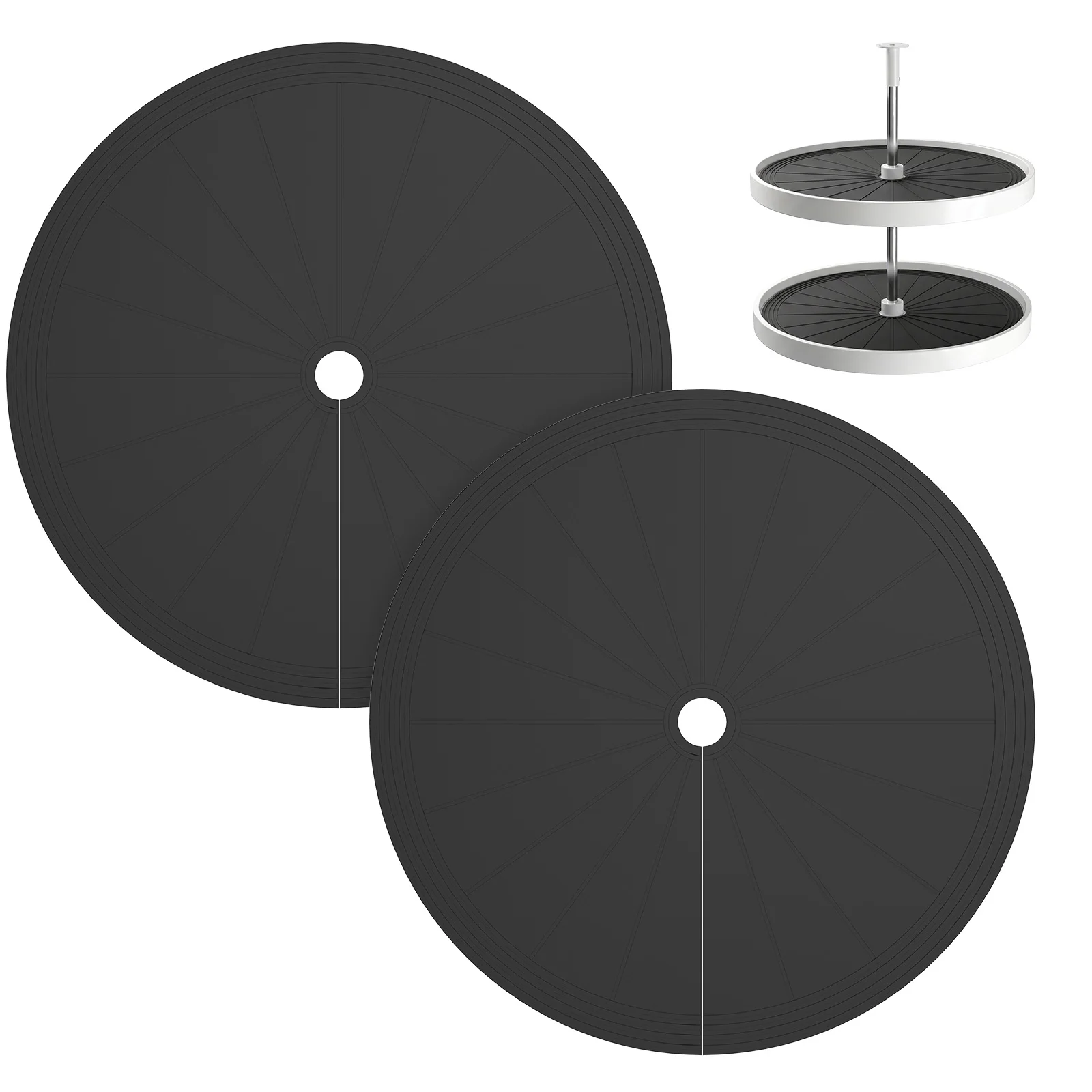 2 Pcs Silicone Round Cabinet Liner Non Slip Turntable Silicone Mat Heat Resistant Lazy Susan Shelf Liner for Drawer and Pantry