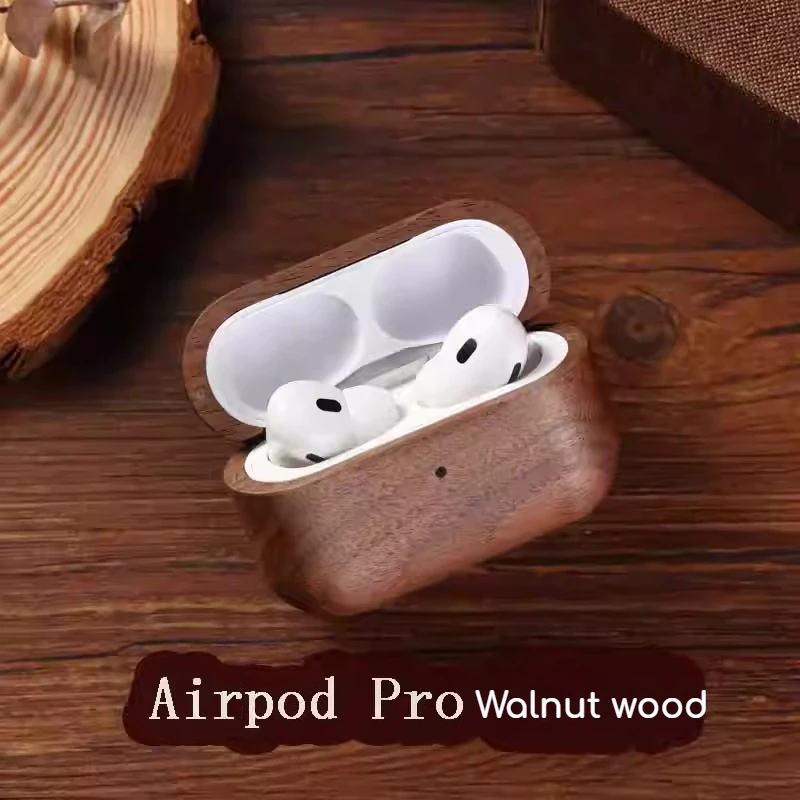 

Airpods Pro Cases Cover Solid Wood Earphone Protective Case Airpodspro 2 Walnut Headphone Case AirPods 3 Bluetooth Earphone Case