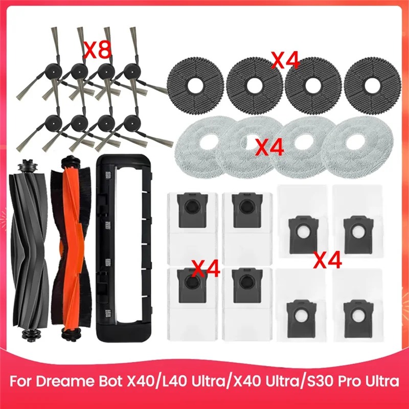 

HLZS-27PCS Вакуумная щетка для пылесборника и набор фильтров для Dreame Bot X40 L40 Ultra X40 Ultra S30 Pro Ultra Вакуумные запасные части