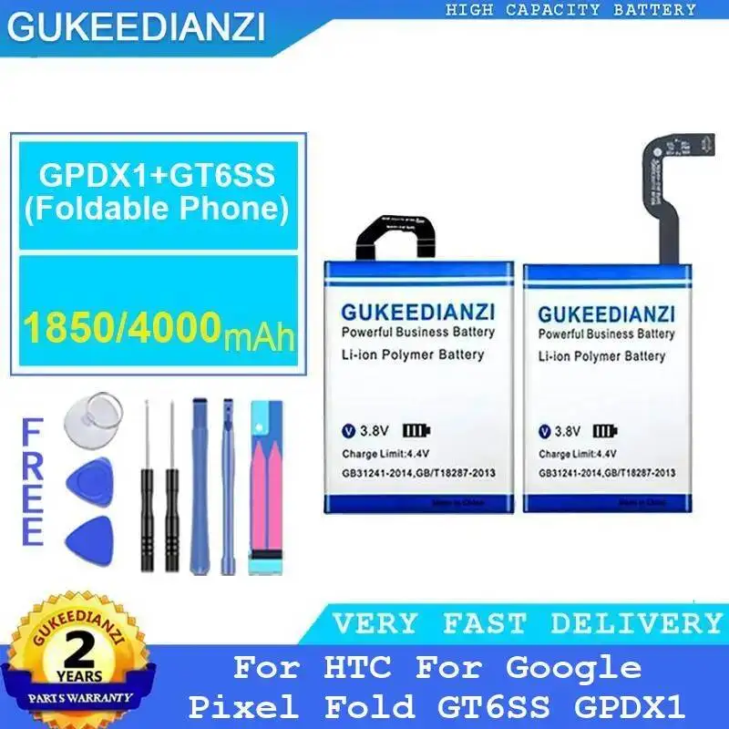 

Аккумулятор для мобильного телефона HTC Google Pixel Fold GT6SS GPDX1, высокая емкость, GPDX1+GT6SS, для складного телефона, 1850 мАч, 4000 мАч