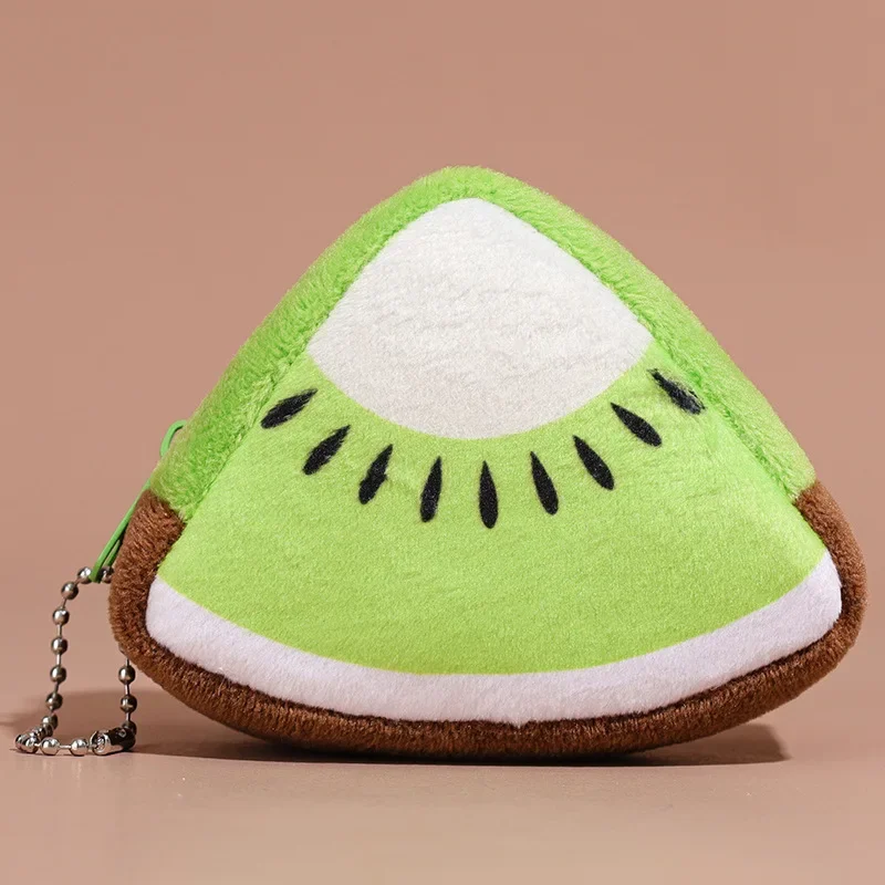 Fruta de peluche de felpa creativa, tridimensional, triangular, fruta cero, BILLETERA, bolsa de monedas, bolsa de llaves, decoración colgante, regalo para niños