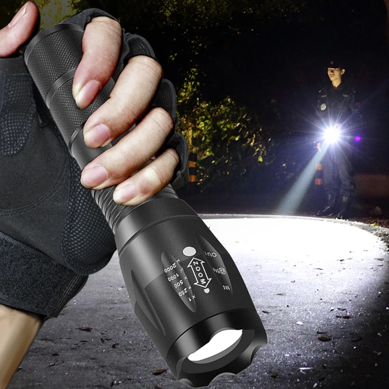 T6/L2 Ultra Bright Led Flashlight Torch 5 Switch Modes Waterproof Zoomable 18650 Battery Rechargeable Flashlight Camping Light