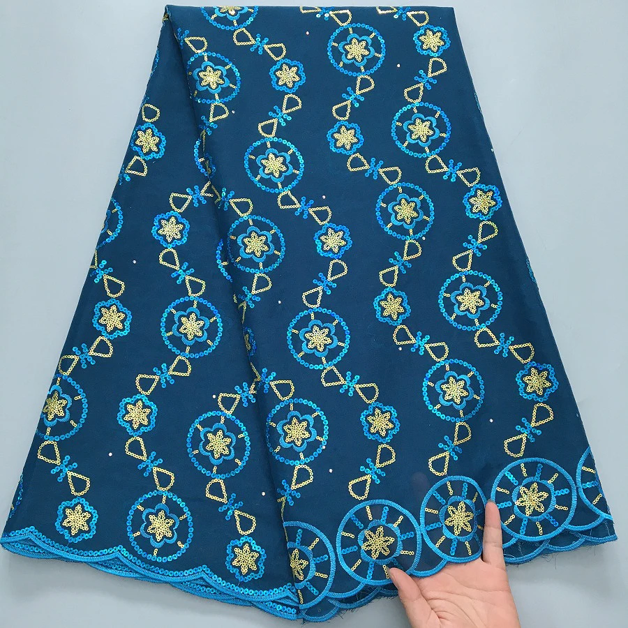 

Африканская нигерийская высококачественная швейцарская вуаль, кружевная ткань, тюль, хлопок, свадебная вечеринка, дамасское платье с блестками, 5 ярдов, S4365