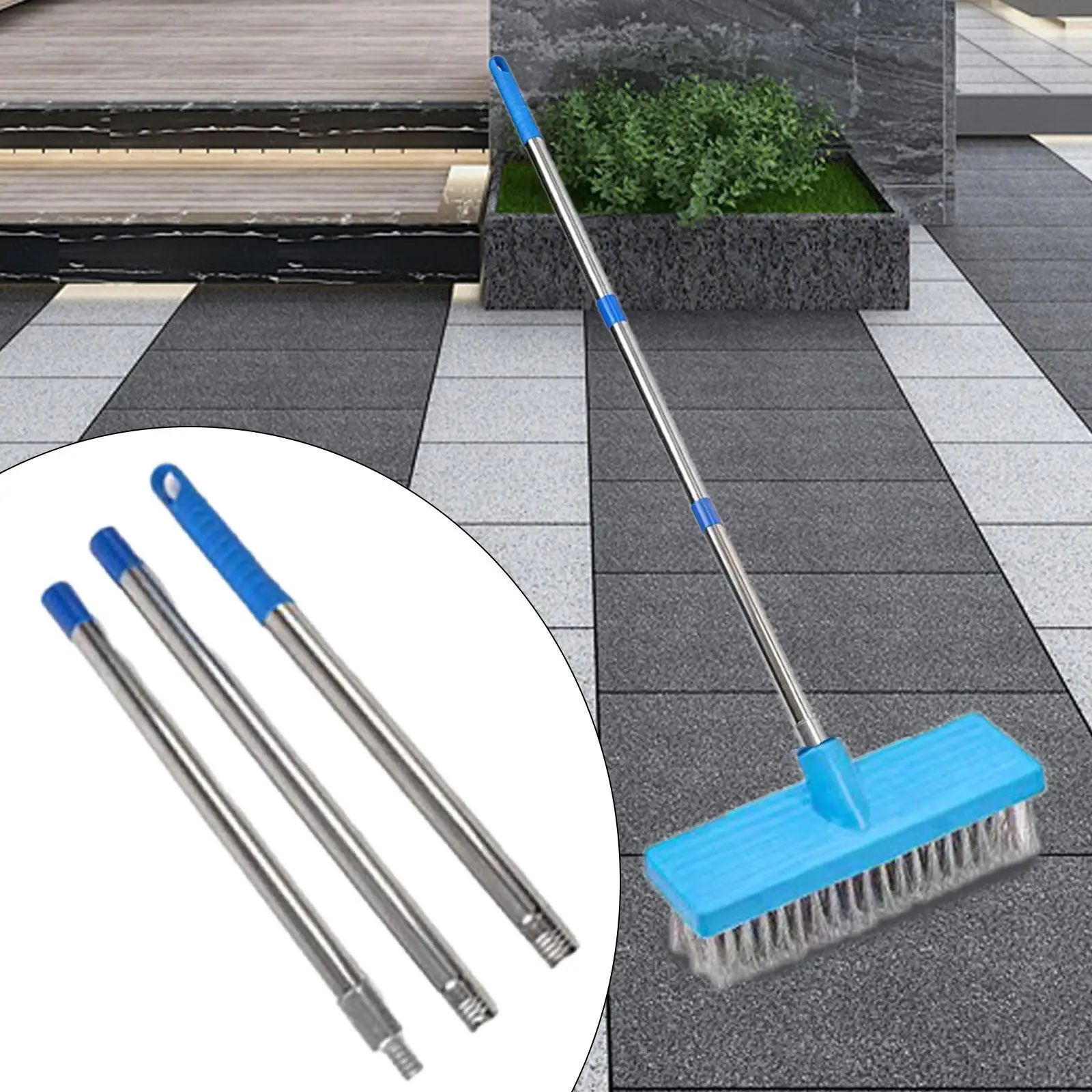 Long Handle of Floor Brush Segmented Extended Rod Premium Easy Installation Stainless Steel Pole Scrub Brush Accessories