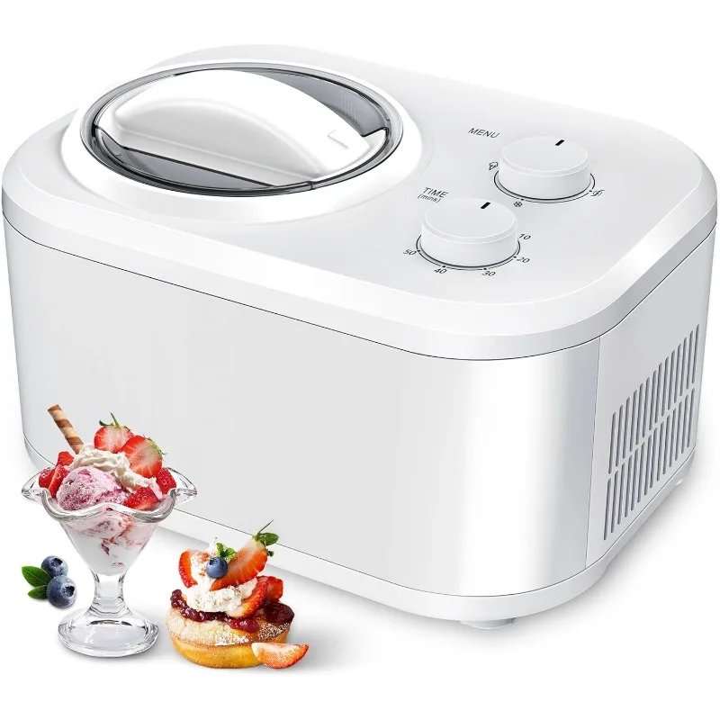 COWSAR 1.1 Quart Ice Cream Maker Machine with Built-in Compressor, Fully Automatic, No Pre-freezing, 2 Buttons Control