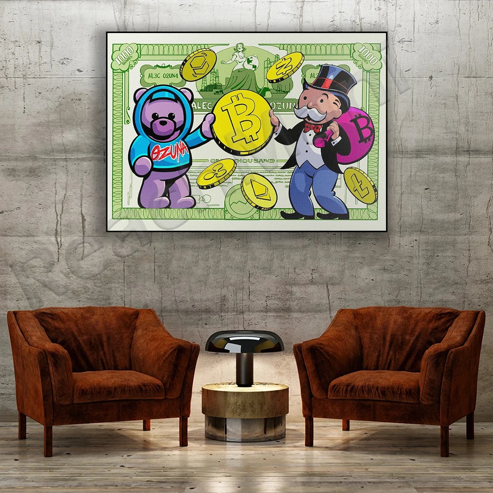 

Alec Monopoly Inspirational Wall Art Poster Print Home Room Decor Graffiti Street Abstract Art Crypto Bitcoin