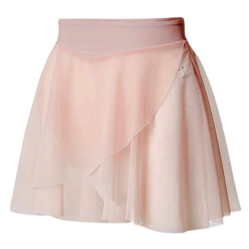 New Pink Pull on Tulle Skirt High Low Woman Ballet Lyrical Mesh Short Skirt For Girls Sheer Tutu Practise