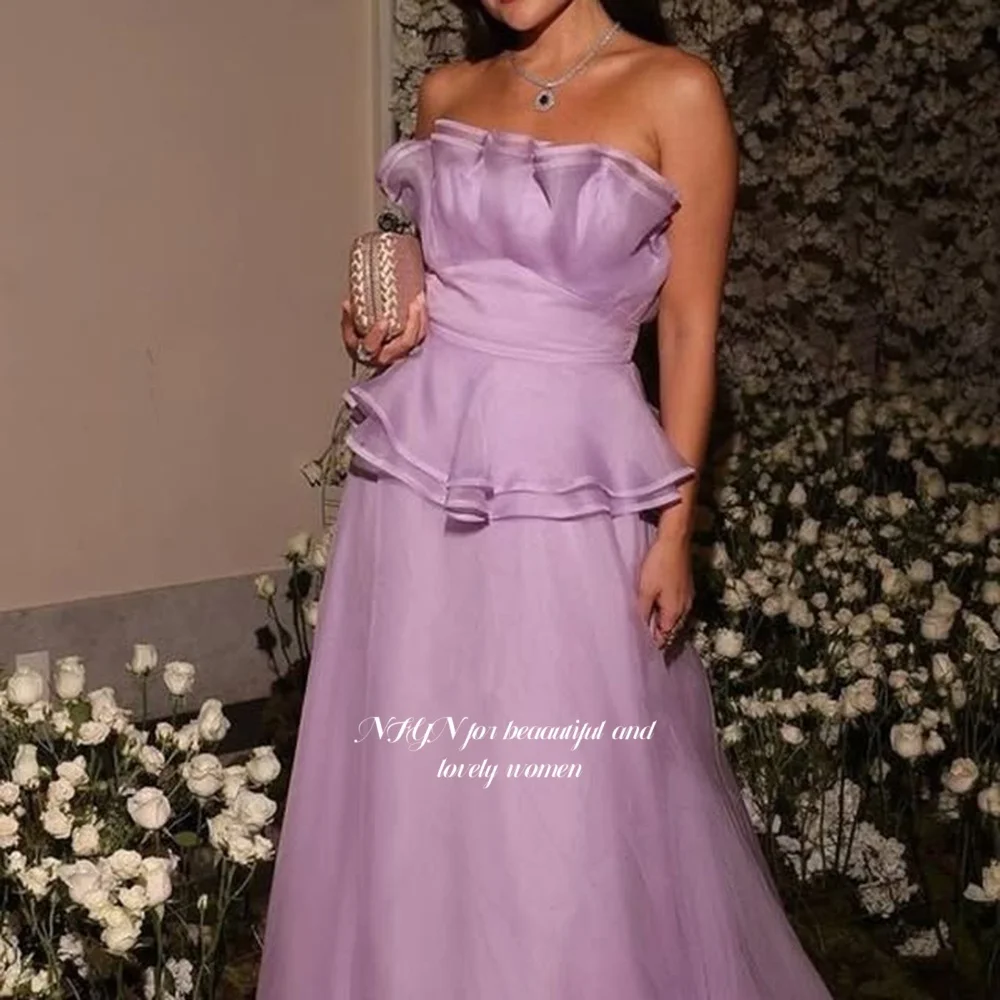 Sukienka bez ramiączek NFYN, sukienka na studniówkę w kształcie litery A z plisami, sukienka wieczorowa dla kobiet, odpowiednia na formalne okazje, możliwość personalizacji.