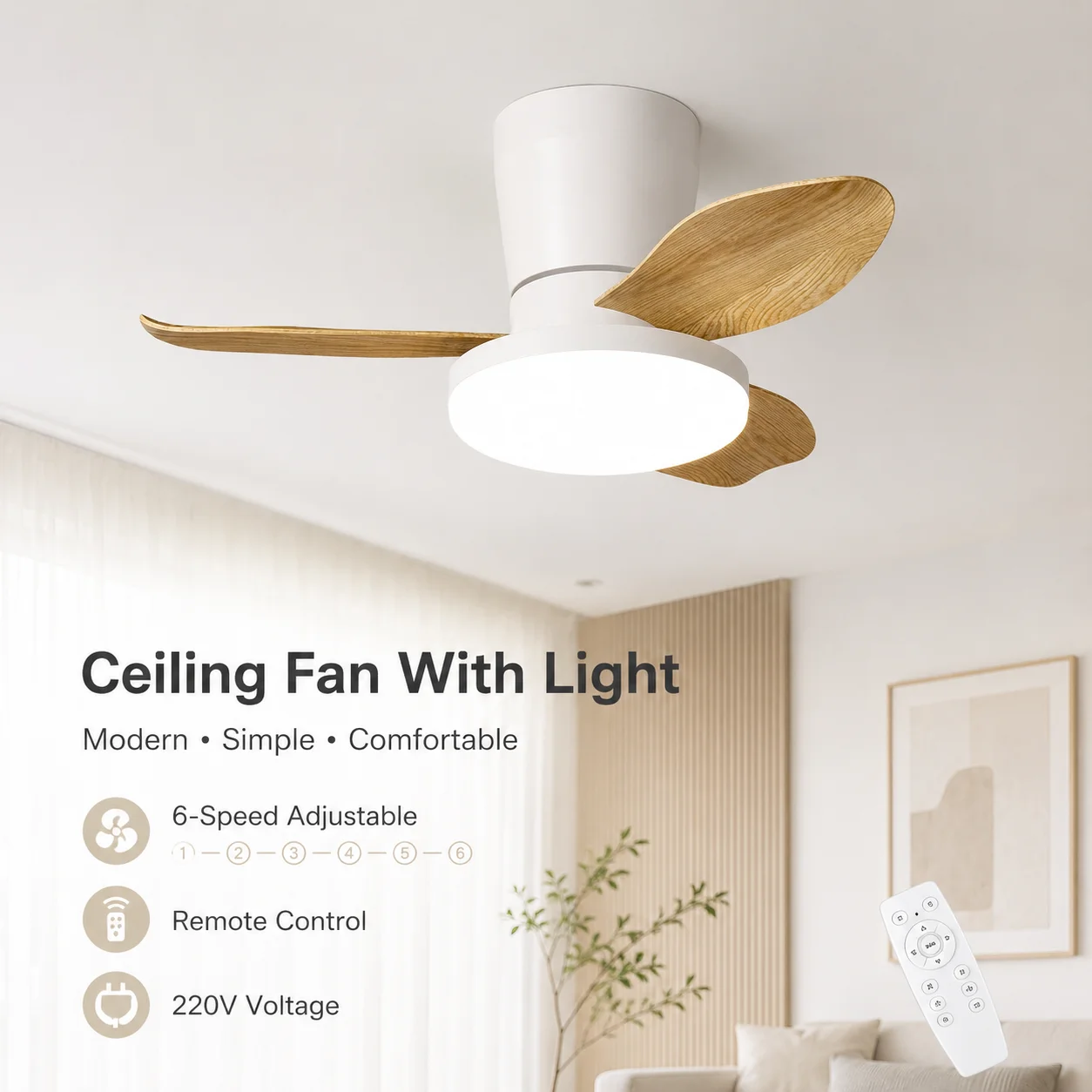 

2026 New Modern Minimalist Ceiling Fan Light Dining Room Bedroom Bar Pendant Fan Lamp