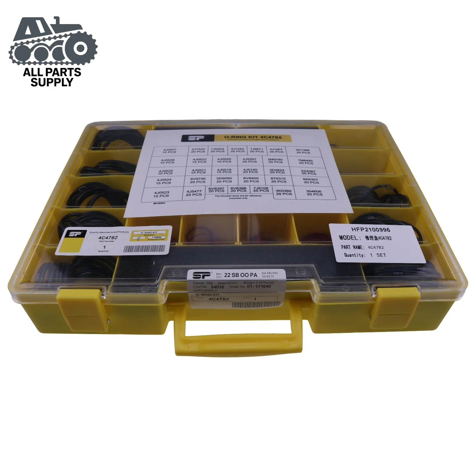 580Pcs Seal O-Ring Kit 4C-4782 for CAT Caterpillar SAE STOR ORFS 61 62 Nitrile90