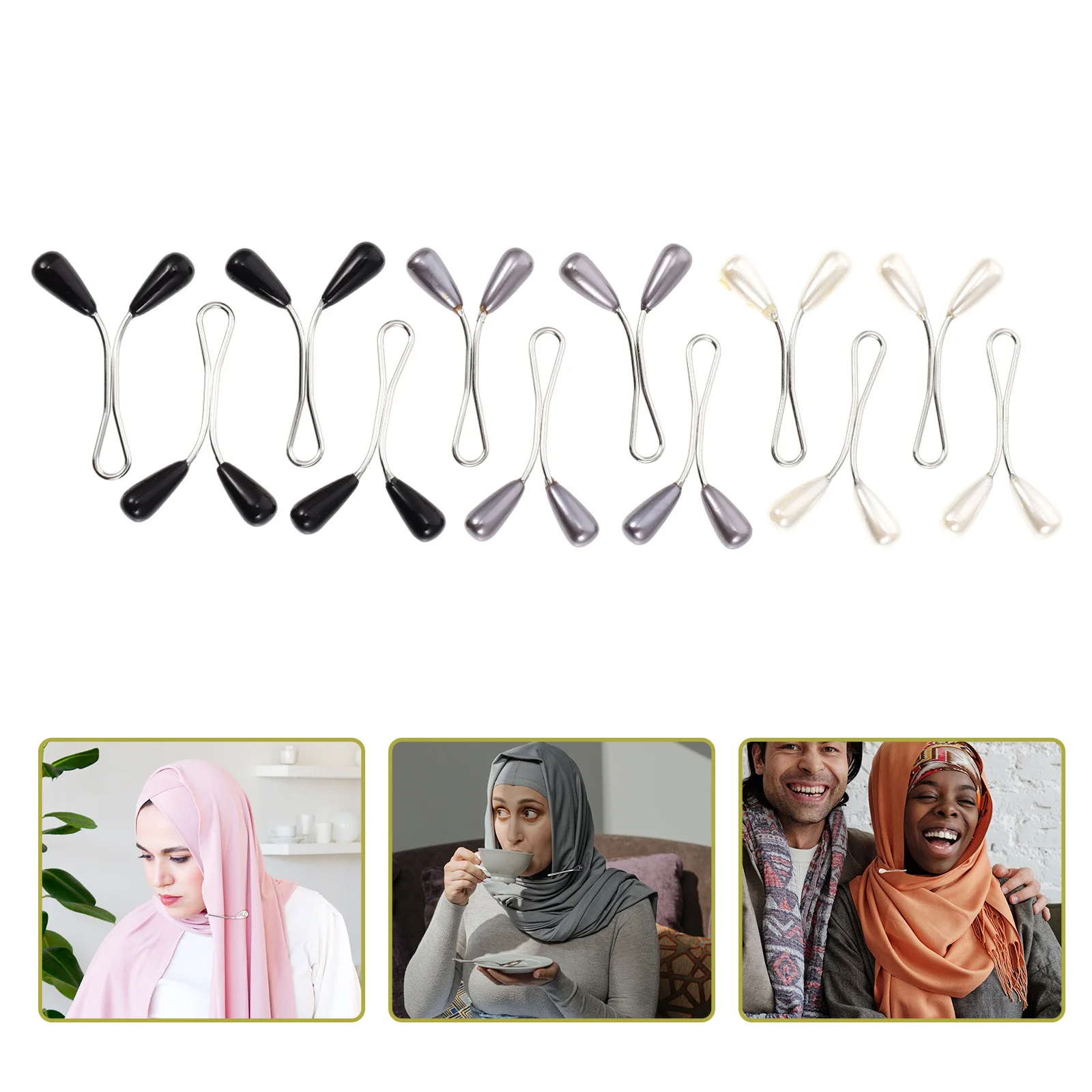 

24pcs Pearl Scarf Clips U-Shaped Brooch Clip For Women Hijab Fixing Muslim Pearl U-Clip Decorative Scarf Brooches