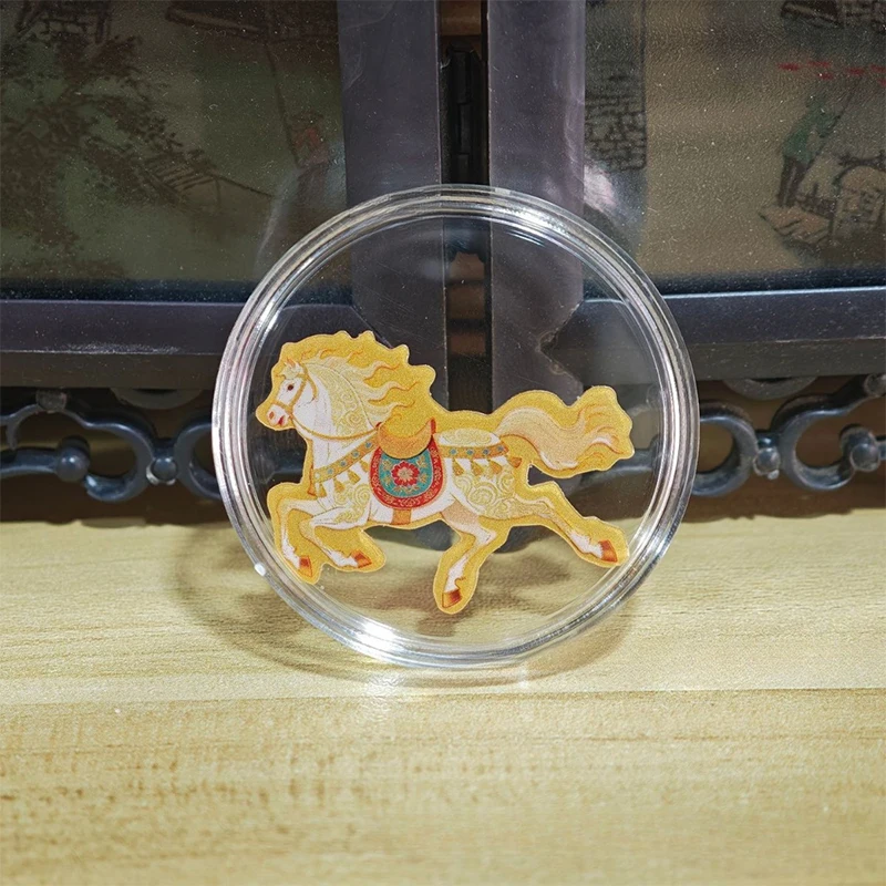 الذهب احباط لاكي هورس ملصقات تزيين الهاتف المحمول DIY الديكور ذاتية اللصق التصحيح السنة الجديدة ملصق مع صندوق الاكريليك #4