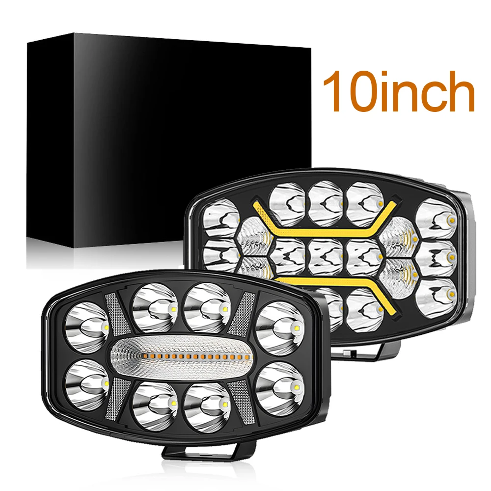 

10 inch Work Lamp LED Light Bar for 4x4 Offroad Trailer BUS Truck White Amber LED Spotlight Auxiliary Driving Headlight 12V 24V