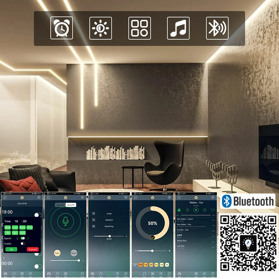 Tuya Smart LED Neon Strip 220V Warm White Light 2835SMD Waterproof Tape Bluetooth / WiFi Voice Control Compatible with Alexa