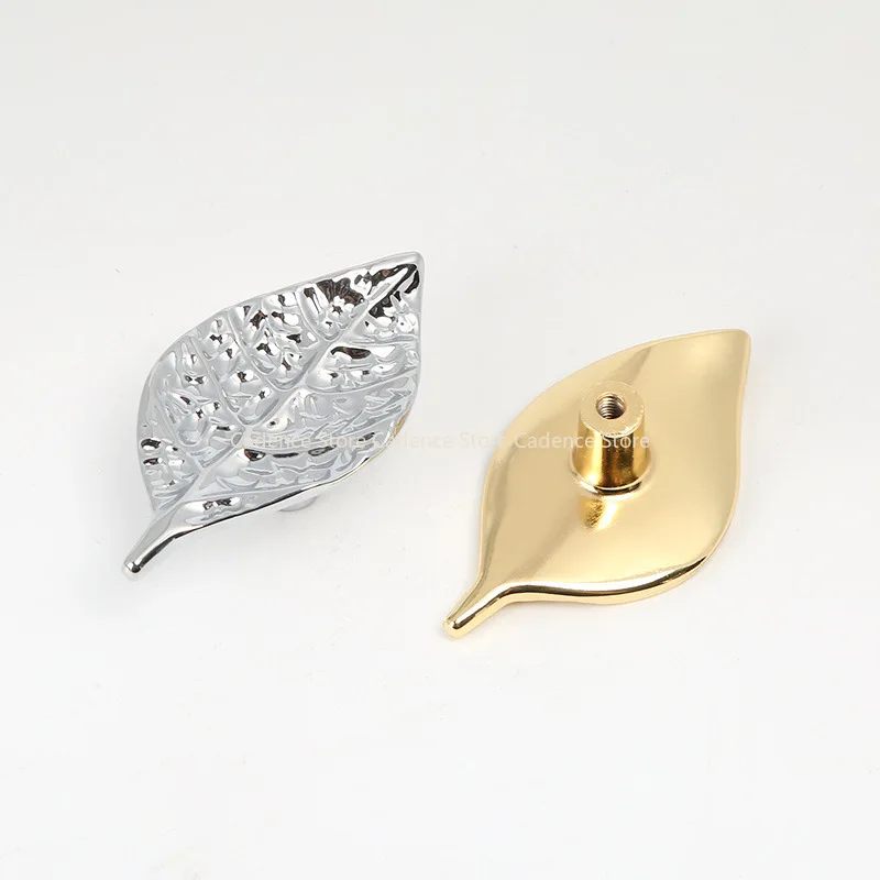 2PCS Unique Leaf Shaped Cabinet Handle, Antique Zinc Alloy Pull Knob for Drawer Wardrobe, Furniture Decoration Hardware