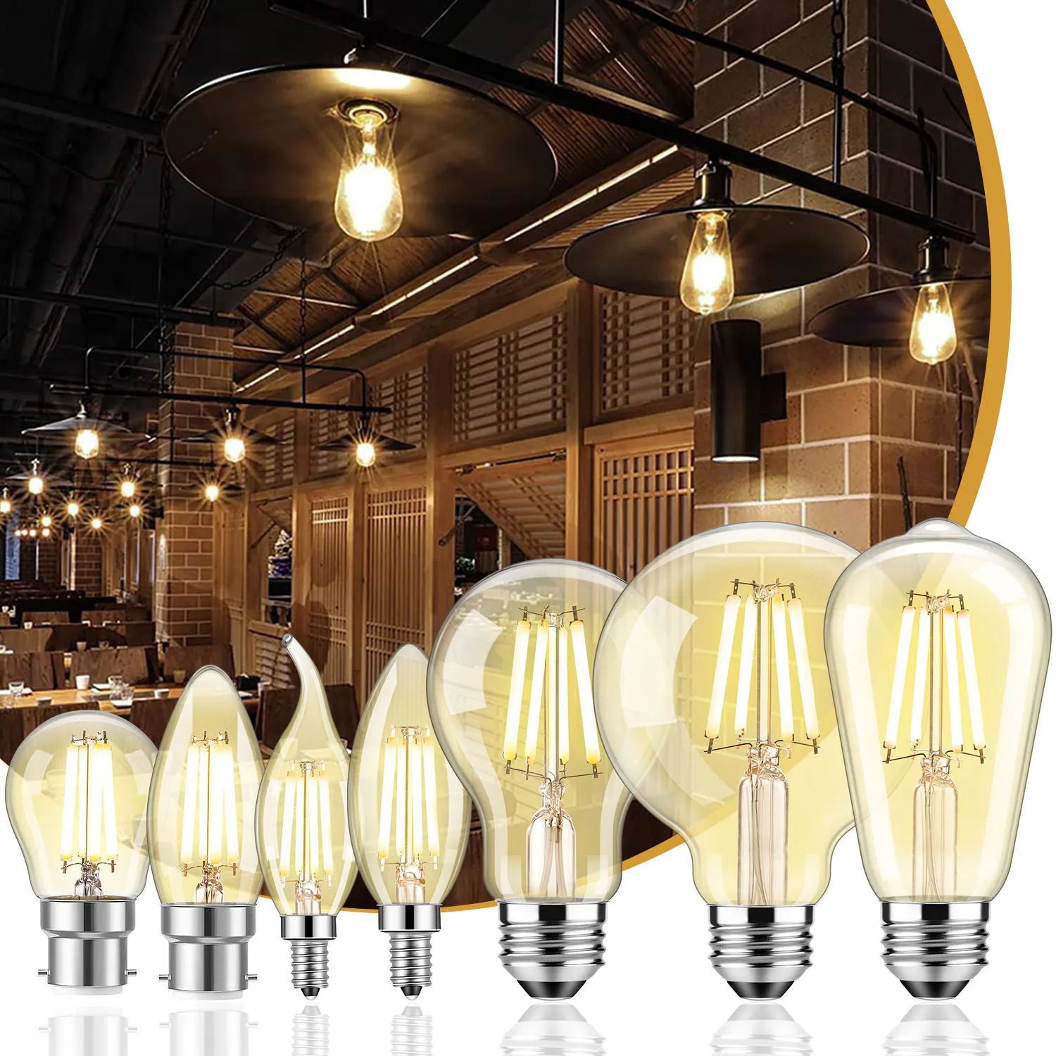 

A19 ST58 G45 LED Retro Edison Bulb E27 AC 220V 7W 9W 12W Vintage Glass Light Bulb High Lumen Warm White Replace Chandelier Decor
