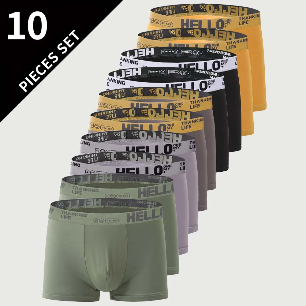 

10Pcs Men's panties Mesh Breathable Boxers Short U Pouch Design Seamless Man Underwear Letter Waistband Boxers Man