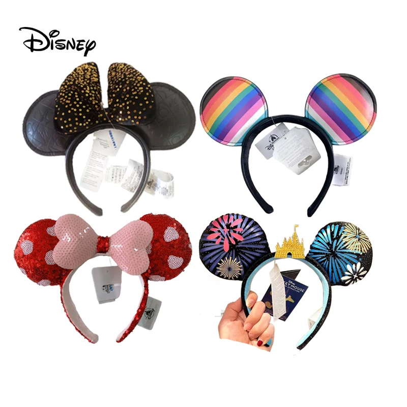 2023 Original Disney Minnie Mouse Ear Headband Holiday Christmas Halloween Headdress Cosplay for Adults Kids Hair Accessories