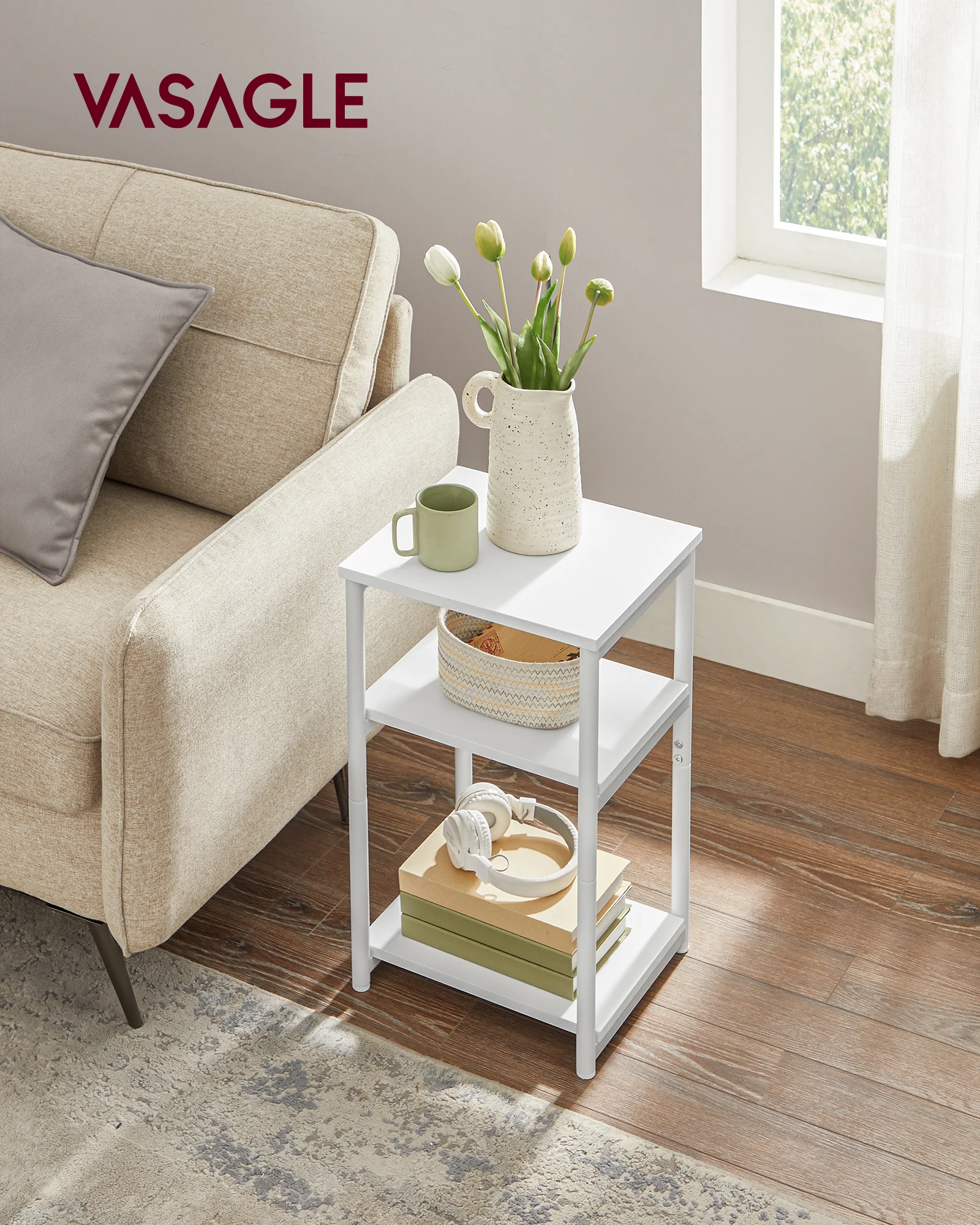 VASAGLE Side Table, Small End Table, Tall Nightstand for Living Room, Bedroom, Office, Bathroom