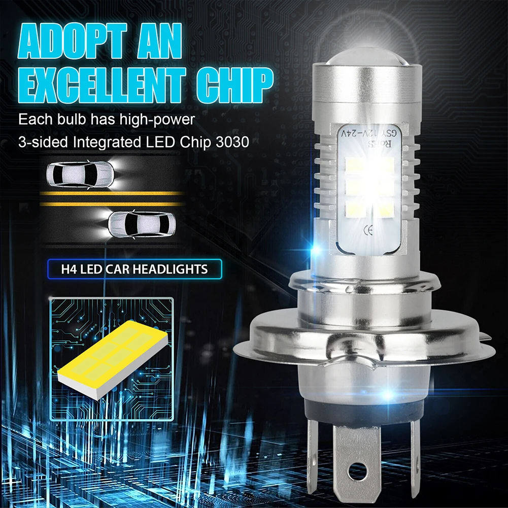 

H4 9003 HB2 Car Head Lamp Bulb Super Bright 12V Headlight Conversion Kit 6000K 220W High Low Beam IP67 Waterproof White 15000LM