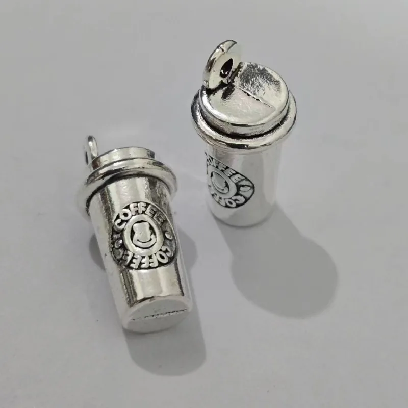 10pcsDIY jewelry accessories zinc alloy three-dimensional coffee cup pendant simulation pendant