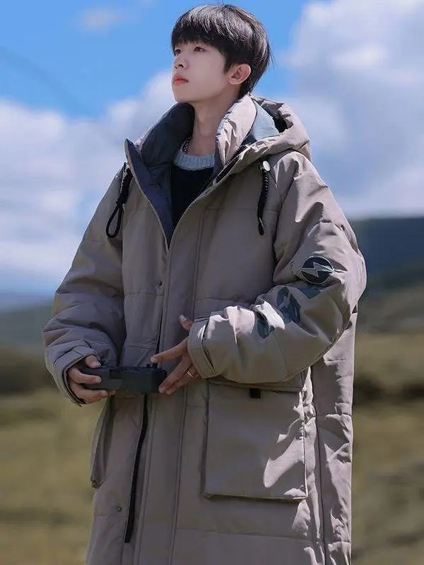 

Зимнее молодежное пуховое пальто для студентов, утепленное, длинное, повседневное, водонепроницаемое, с длинными рукавами, мужская верхняя одежда