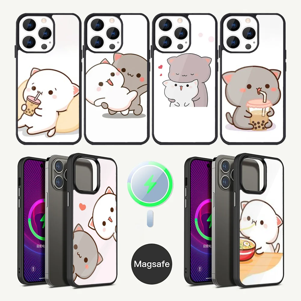 

Cartoon Funny Cat Paired Couple Phone Case For iPhone 16,15,14,13,12,11,Plus,Pro,Max Mini Magsafe Magnetic Wireless Charging