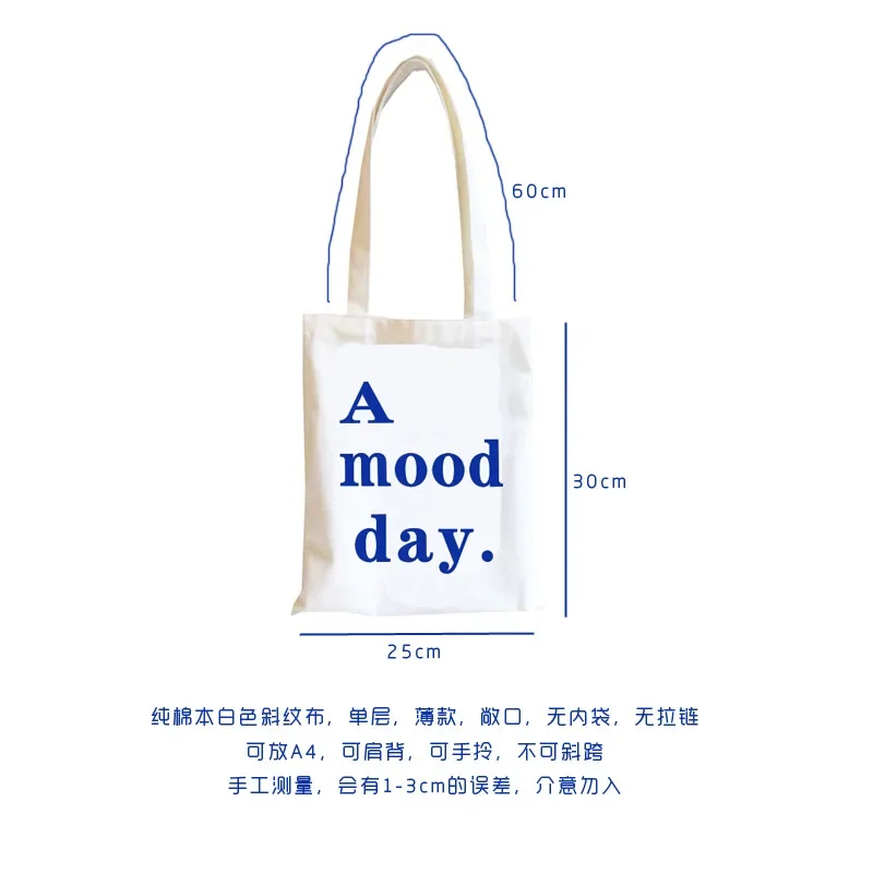 Simple Letter Women Mini Tote Shoulder Bag Thin Cotton Cloth Ladies Eco Reusable Shopping Bags Female Student Girls Book Handbag