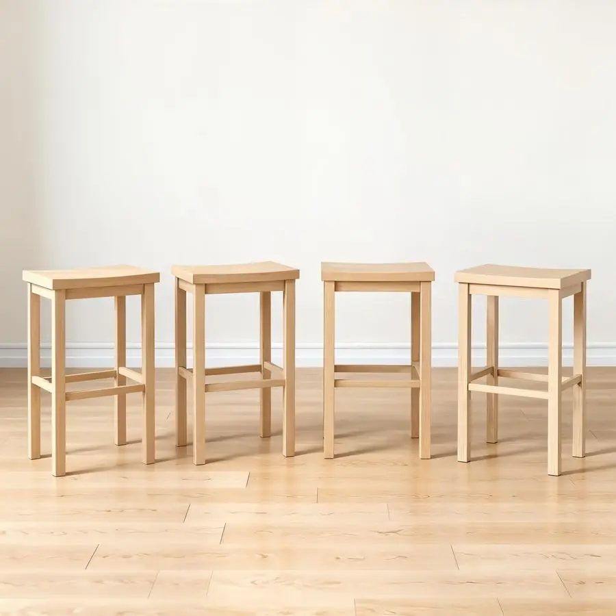 

Коллекция amp Grove Smith Набор из 4 барных стульев из цельного дерева, 30-дюймовые барные стулья с седлом, без спинки, сверхмощная конструкция, Foo