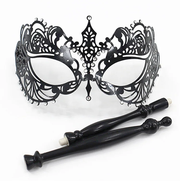 Halloween Prom Handheld Detachable Half Face Mask Venice High-end Wrought Iron Diamond Phoenix