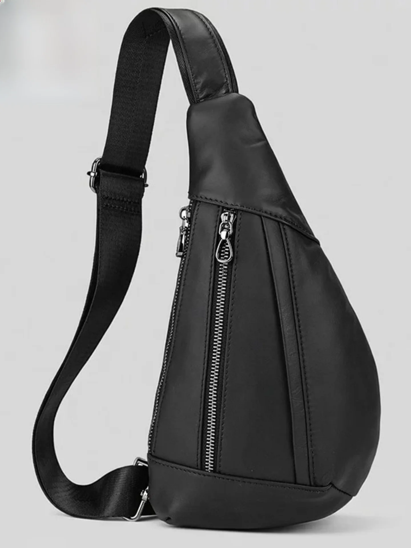yuqixuan-men's-fashion-leather-chest-bag-black-top-layer-cowhide-single-shoulder-sling-bag-mobile-phone-accessory-for-men