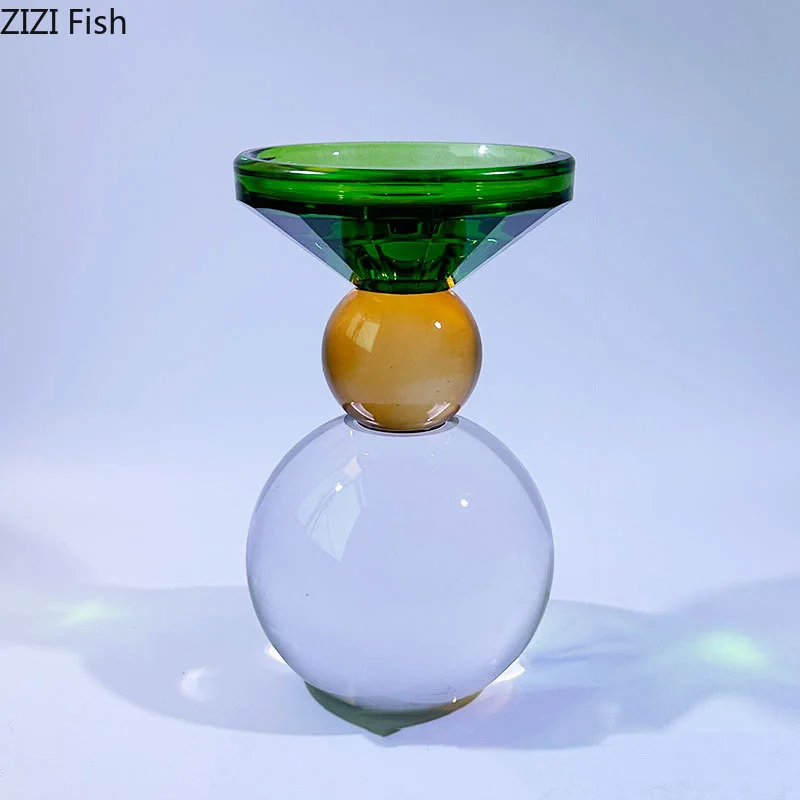Colorful Crystal Candle Holders Desk Decoration Romantic Candlestick Wax Melt Burner Transparent Candle Stand Modern Home Decor