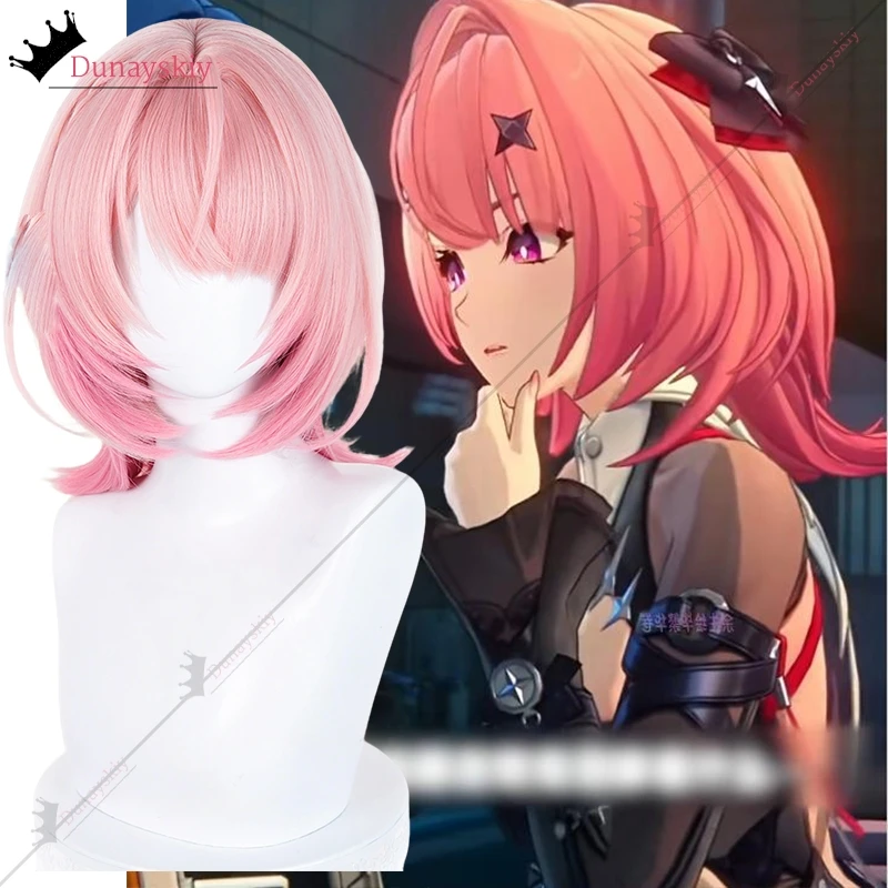 Peluca Ramiel de 40 cm, corta, rosa degradado, resistente al calor, de pelo sintético, para cosplay del juego Zenless Zone Zero, YiNuo*/Cosplay Game.