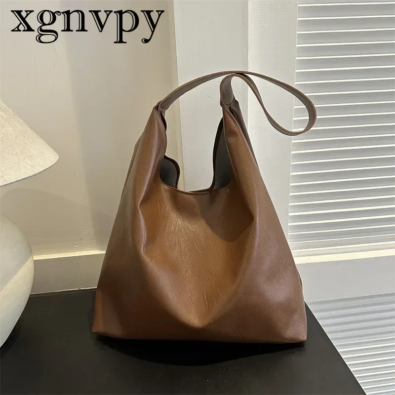 xgnvpy Niche Bag Women\'s New Simple All-in-one Handbag Single Shoulder Large Capacity Underarm Bag Commuter Bucket Tote Bag