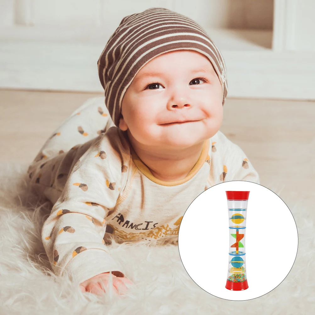 1pc Rain Sound Tube Kaleidoscope For Babies Rotating Hand Bell Cognitive Plaything Plastic Educational Infant Rattle