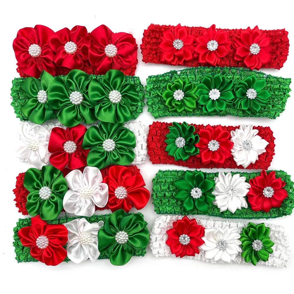 30/50pcs Christmas Dogs Pet Accessories Small Middle Large Dog Bowtie with Elastic Band Flowers Collar for Pet Dogs Holiday Bows