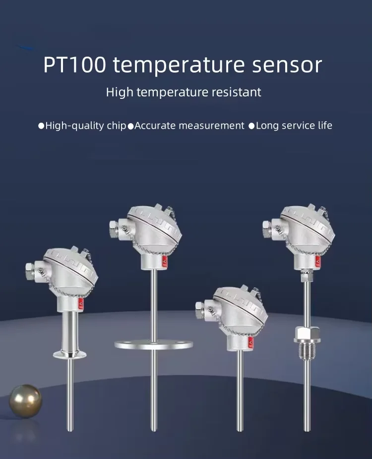 Armored Explosion-proof Platinum RTD Thermocouple 100mm PT100 Temperature Sensor Probe Transmitter