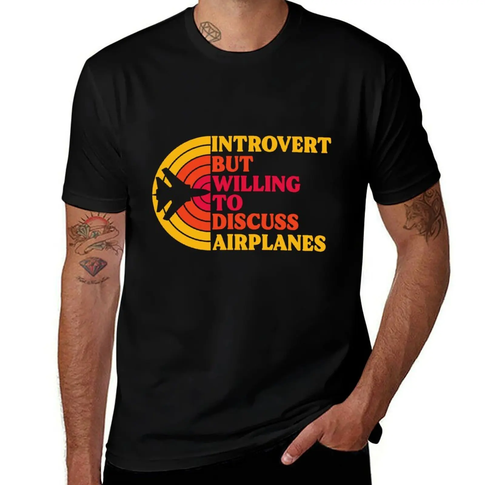 

Introvert But Willing To Discuss Airplanes - Sunshine Theme T-Shirt valentines boutique clothes mens clothing
