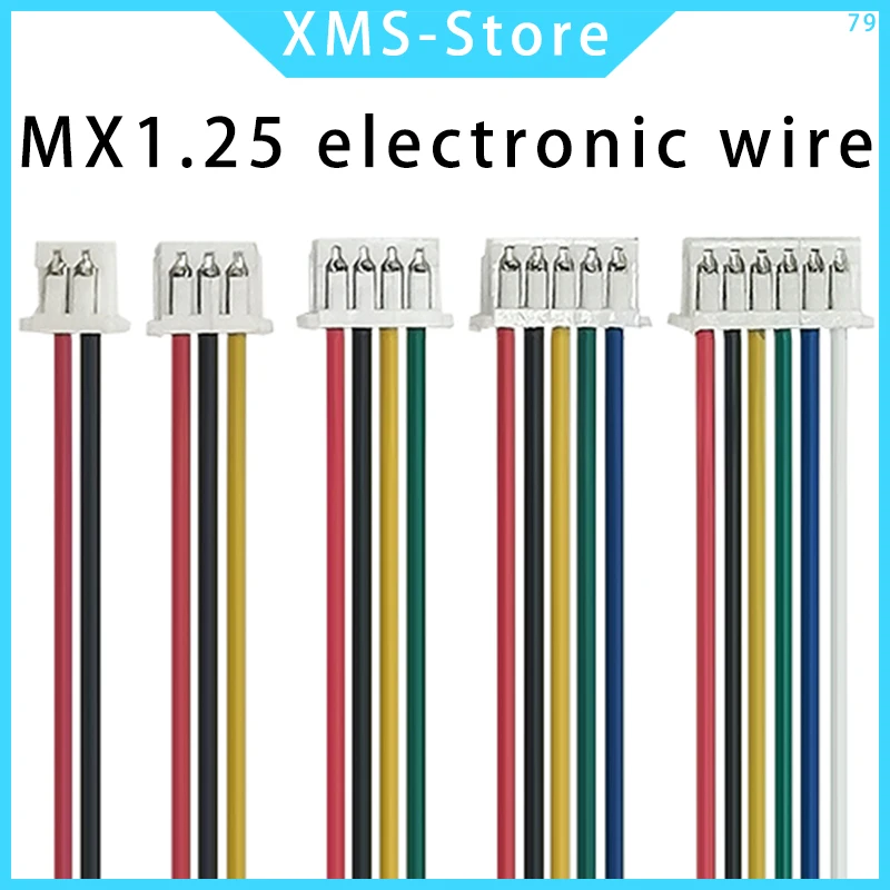 10 SZTUK JST MX1.25 MX 1.25mm Złącze kabla 2/3/4/5/6/7/8/9/10/12 Pin 1.25MM Rozstaw wtyczki 10CM/20cm/30CM Długość przewodu 28AWG