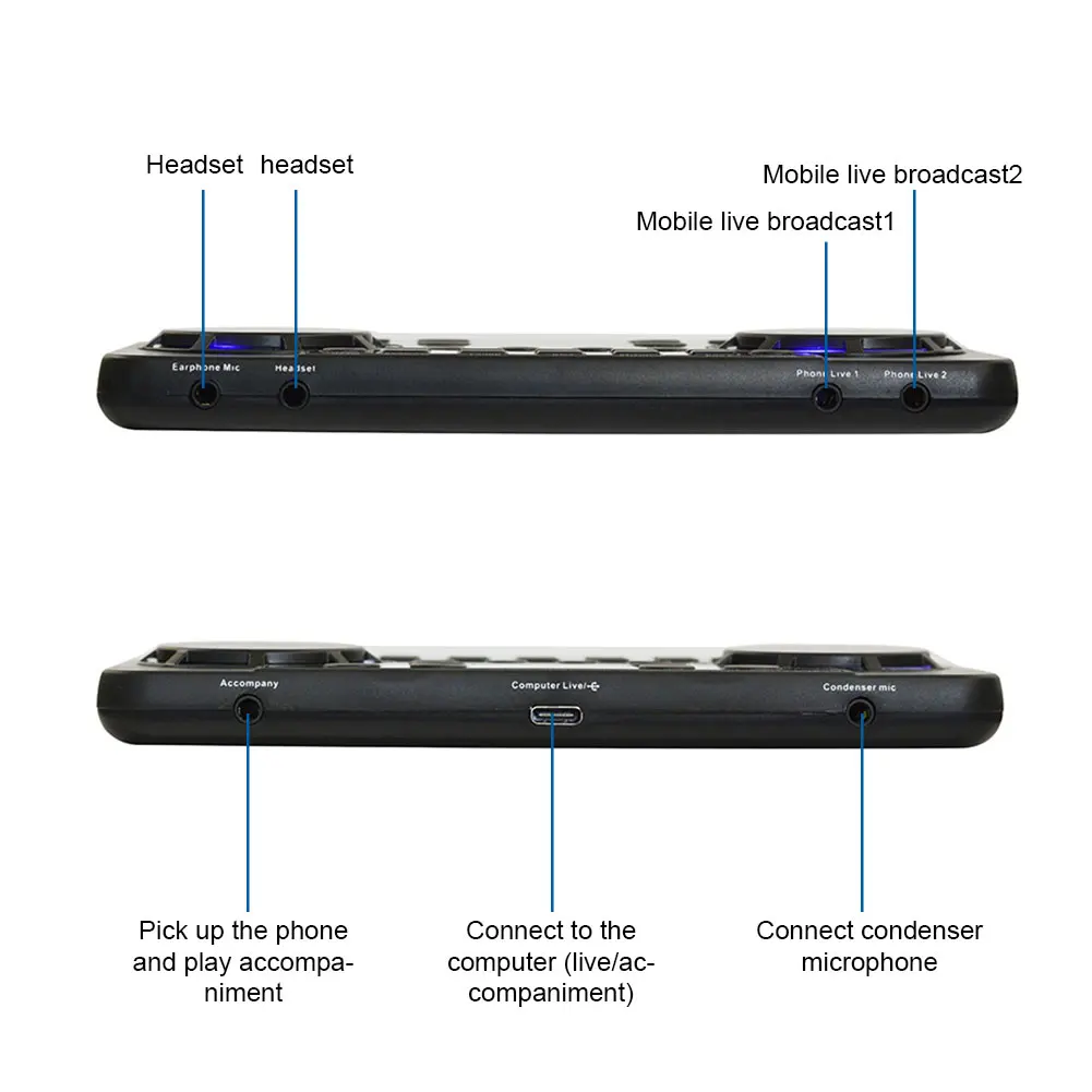 Karta dźwiękowa V300 PRO 10 efekty dźwiękowe kompatybilna z Bluetooth redukcja szumów o miksery zestaw słuchawkowy Mic sterowanie głosem na telefon