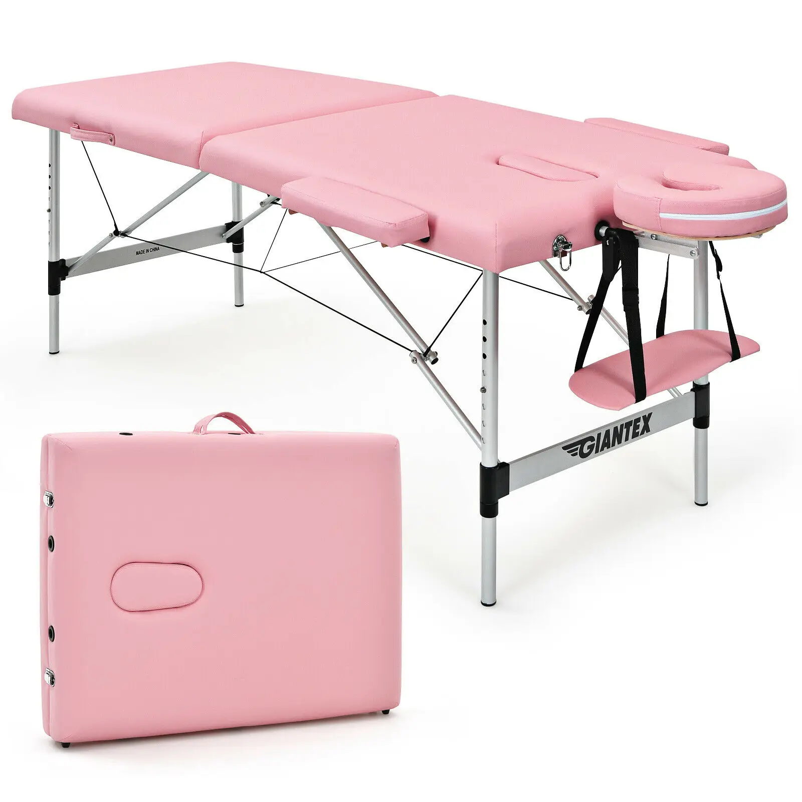 

Giantex 84"L Portable Massage Table Adjustable Salon Spa Bed w/ Carry Case Pink HB87019PI