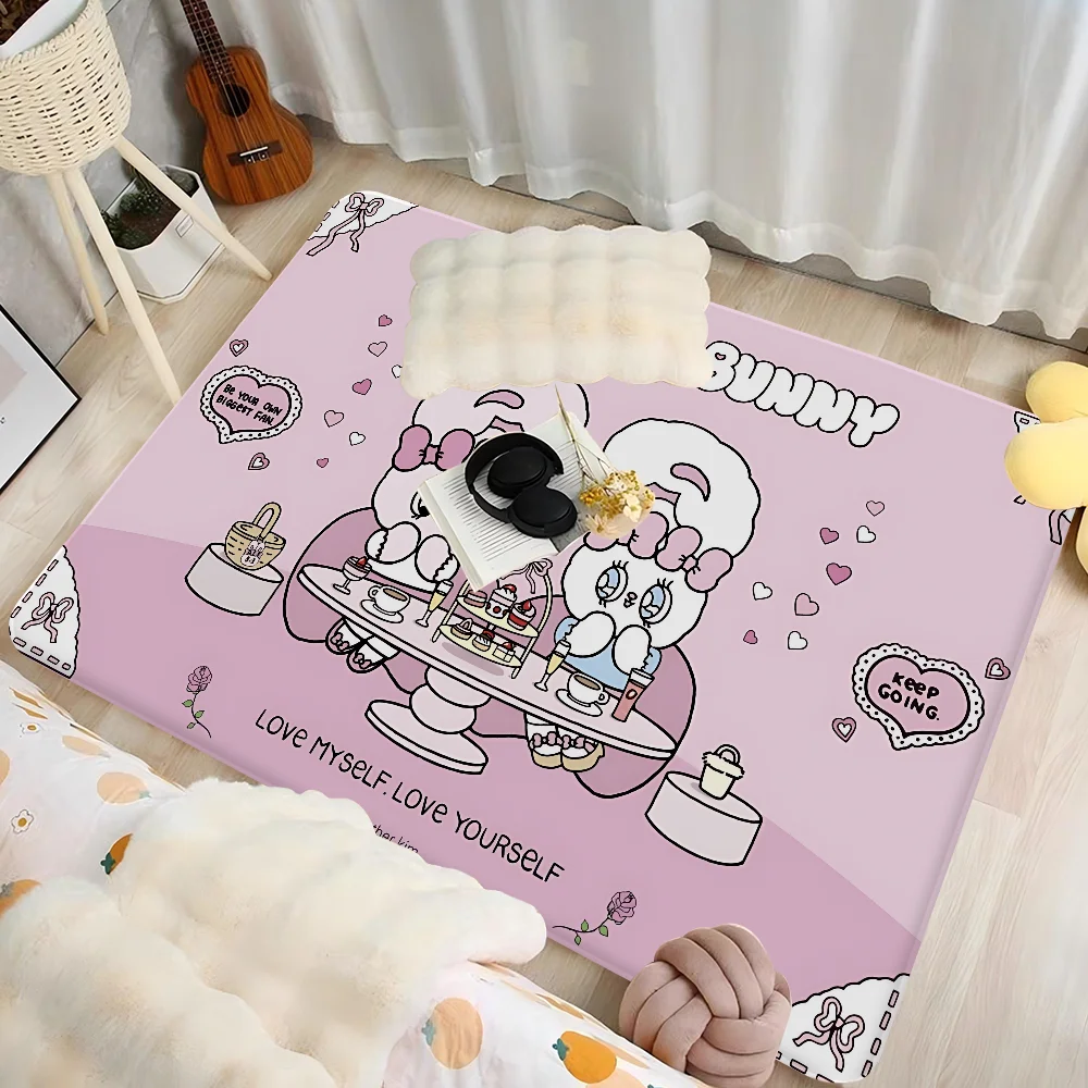 E-Esther B-Bunny الكرتون السجاد الطويل الشمال نمط المنزل ممسحة الحمام المرحاض الحصير غرفة نوم السرير منطقة السجاد