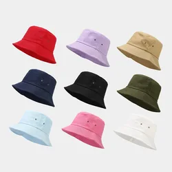 1PC Fisherman Cap Candy Color Practical Sun Caps Unisex Casual Cotton Bucket Hat Outdoor Sunscreen Women Men Fashion Accessories