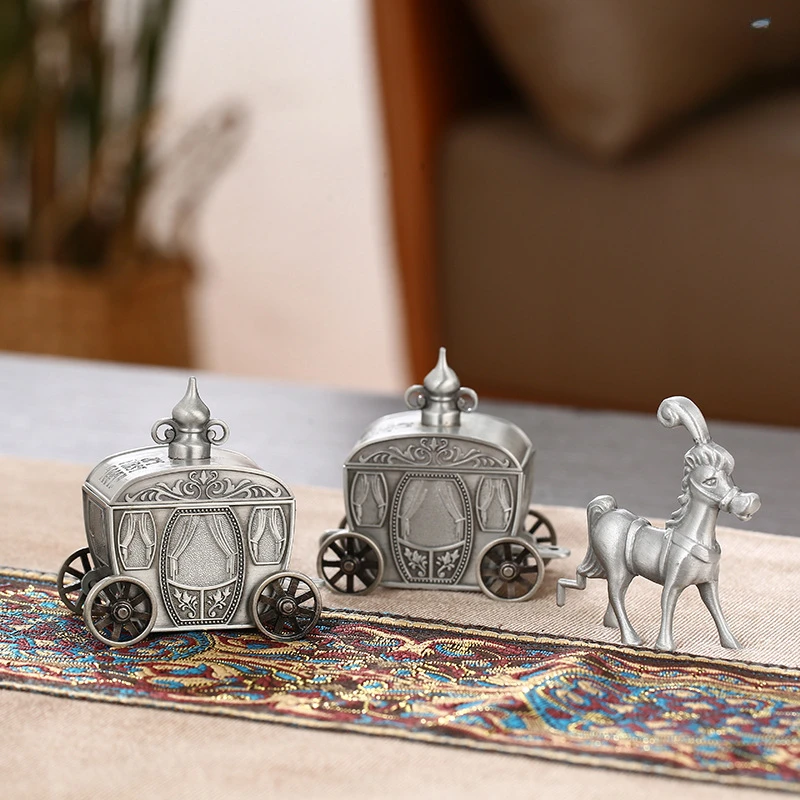 Tooth Metal Box European-style Creative Baby Storage Box Horse-drawn Cart Tooth Box, Deciduous Tooth Box Gift baby tooth box