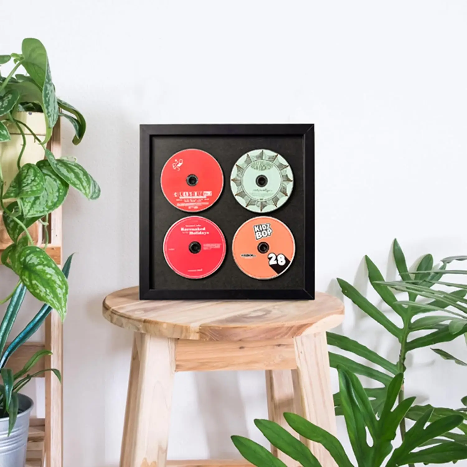 Wall record rack,Music album box,CD music box,CD case solid wood frame.Black Frame 13 x 13 Music Frame Display Case with for 4 5