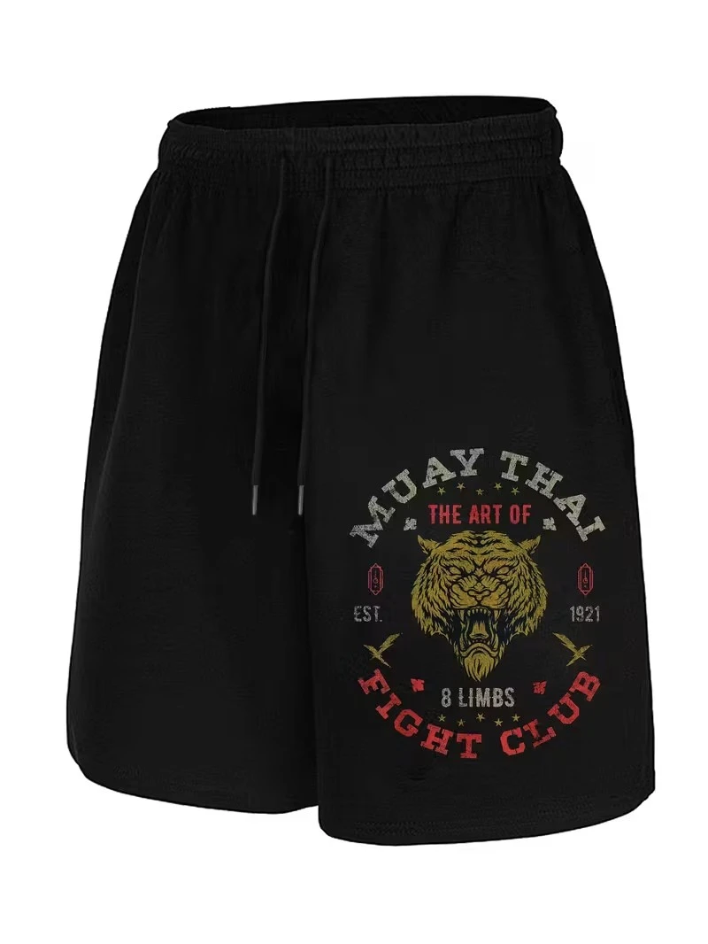 

New Muay Thai Fight Club Tiger Print Shorts Men Casual Athletic Shorts For Training Gym Daily Wear Multiple Colors Available