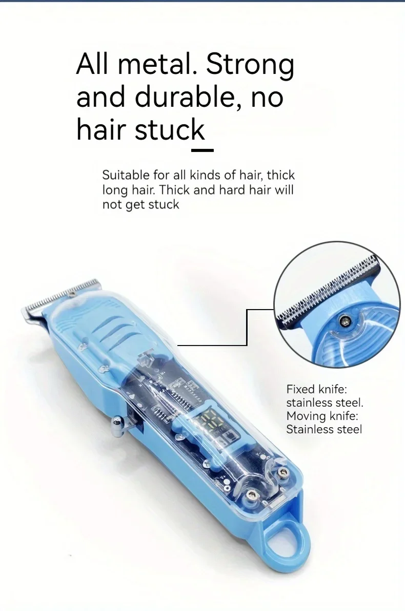 Transparenter Elektrischer Haarschneider Professioneller Trimmer USB-Aufladbar Haarschneidemaschine für Männer Urlaubsgeschenk für Ihn – Detail 3