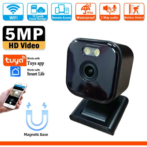 Cámara magnética Tuya de 5MP, inalámbrica, Mini cámara de visión nocturna a Color, Wifi, Monitor de bebé, cámara de videovigilancia CCTV a prueba de agua para exteriores