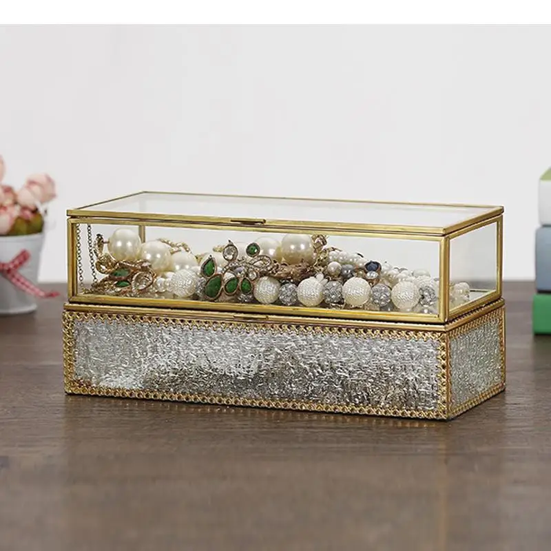 

Geometry Glass Jewelry Box Jewelry Accessories desktop makeup mirror Multifunction Storage Box Display Box Storage Boxes & Bins