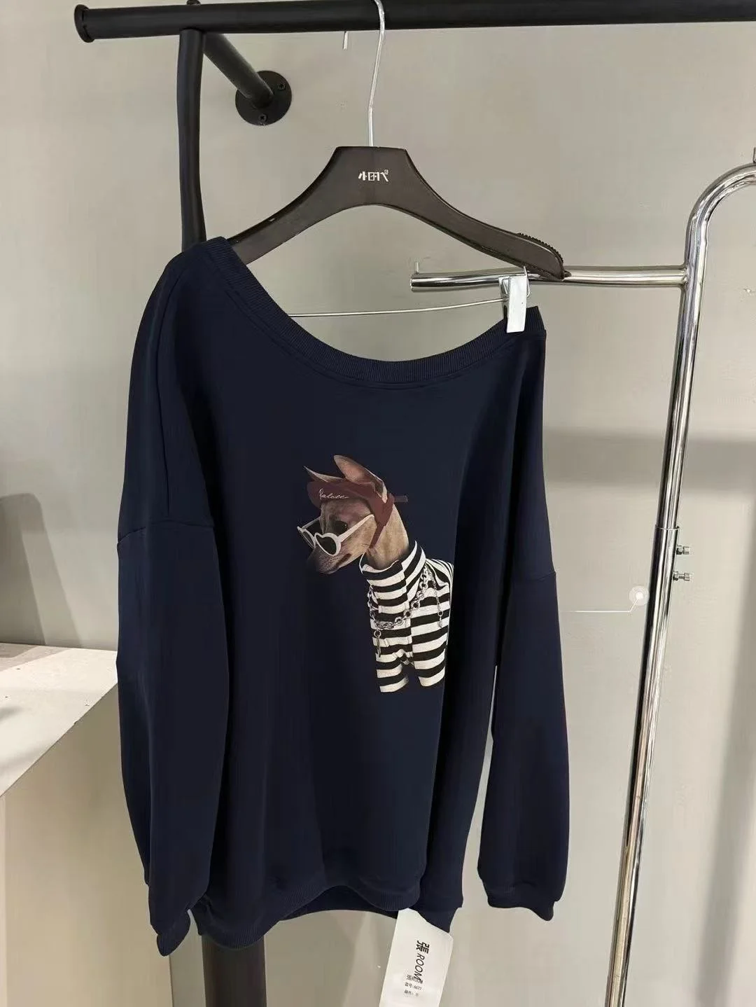 

Свободный крой, длинный рукав, толстовка-футболка с принтом собаки, корейский дизайн, утягивающий базовый топ для женщин